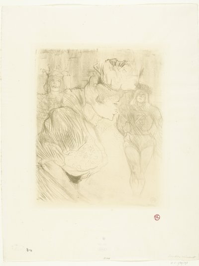Porträtt av skådespelerskan Marcelle Lender som bugar sig för publiken Långivershälsning av Henri de Toulouse Lautrec