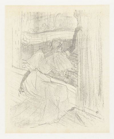 Portret Van -skådespelerskan Yvette Guilbert Buigend Voor Het Publiek Yvette Guilbert hälsar allmänheten Yvette Guilbert: English Series (serietitel) av Henri de Toulouse Lautrec