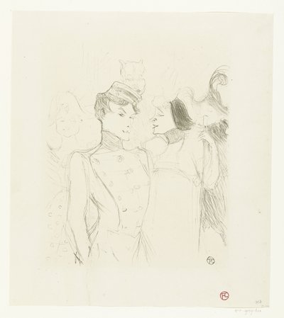 Porträtt av skådespelerskorna Marcelle Lender och Eve Lavallière i en revy i Théâtre des Variétés Lender och Lavalliere av Henri de Toulouse Lautrec