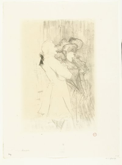 Porträtt av sångerskan Marcelle Lender och sångaren Numa Auguez i operetten La Chanson de Fortunio Lender och Aguez av Henri de Toulouse Lautrec