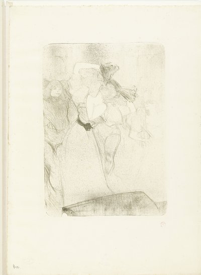 Porträtt av sångerskan Marcelle Lender som dansar boléro i operan Chilpéric Lender de dos dansant le boléro av Henri de Toulouse Lautrec