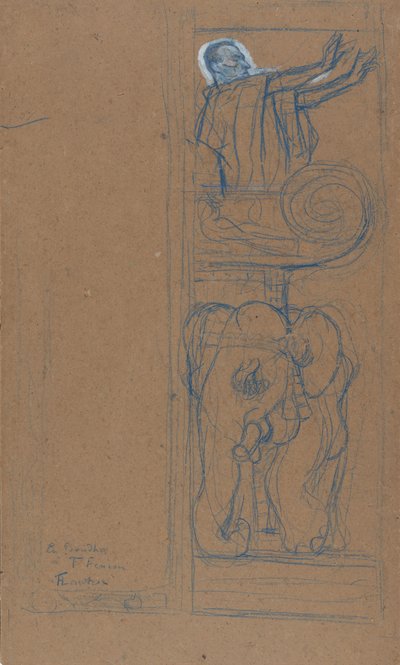 Preliminär design för spelbillen till Le Chariot de Terre Cuite, 1894. av Henri de Toulouse Lautrec