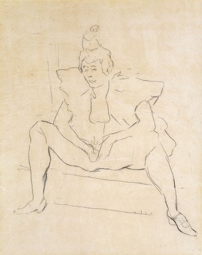 Den sittande clownen; La Clownesse Assise av Henri de Toulouse Lautrec