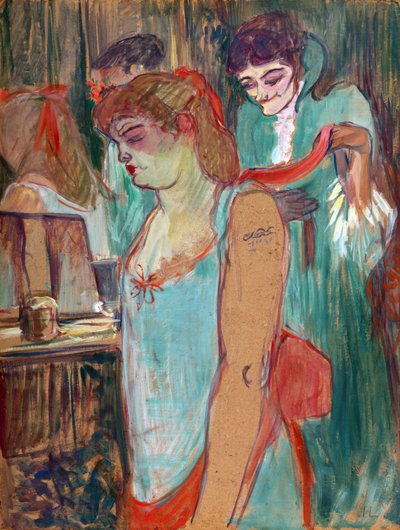 Den tatuerade kvinnan eller toaletten - av Henri de Toulouse Lautrec (Toulouse-Lautrec) (1864-1901) av Henri de Toulouse Lautrec