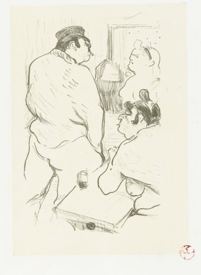Två kvinnor och man på bordell Grenelles terror av Henri de Toulouse Lautrec