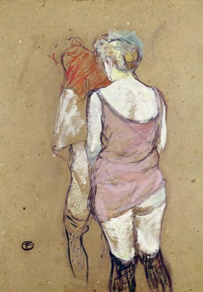 Två halvnakna kvinnor i Maison de la Rue des Moulins av Henri de Toulouse Lautrec