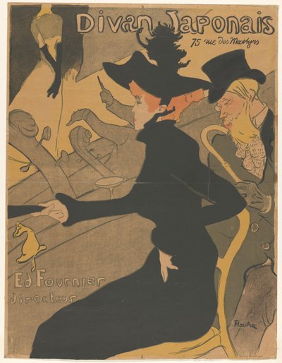Kvinna och man i publiken vid en sångföreställning Divan Japonais (titel på objekt) av Henri de Toulouse Lautrec