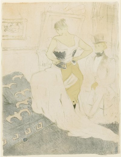 Frau, die ihr Korsett anpasst, 1896 von Henri de Toulouse Lautrec