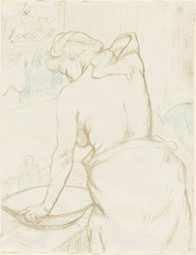 Woman Washing—The Toilet, tallrik fem från Elles av Henri de Toulouse Lautrec