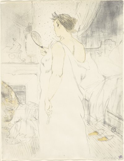 Woman at the Mirror — Mirror in Hand, tallrik sex från Elles av Henri de Toulouse Lautrec
