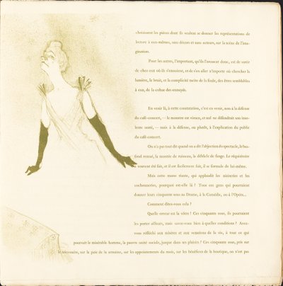 Yvette Guilbert, 1894. av Henri de Toulouse Lautrec