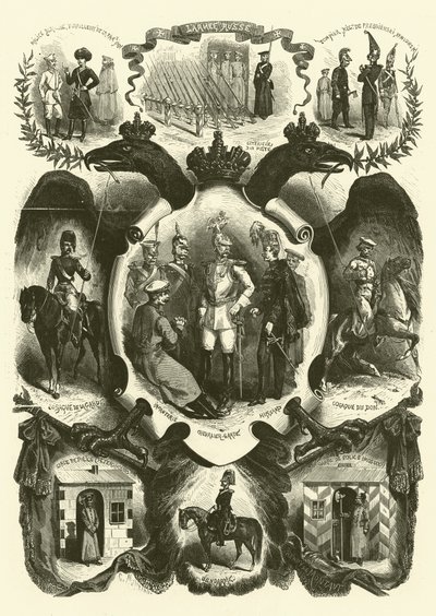 Soldater och uniformer från den ryska armén av Henri de after Montaut