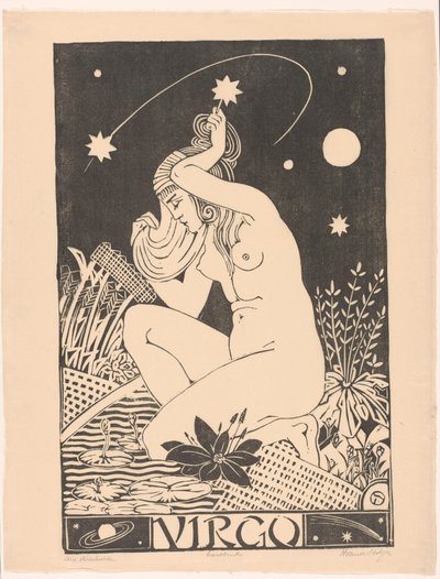 Stjärntecken Jungfrun Jungfrun (titel på föremål) av Henri van der Stok (signed by artist)