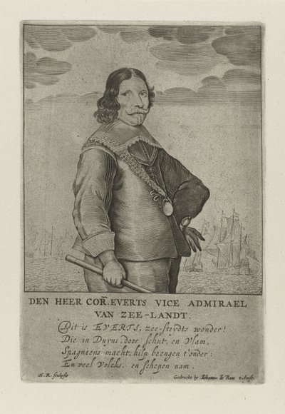 Porträtt av Cornelis Evertsen av Henrick Rochuszn van Dagen