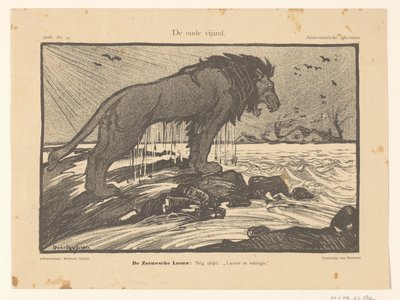 Tecknad film om stormfloden 1906 The Old Enemy (titel på objekt) av Henricus
