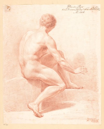Sittande man naken, sedd bakifrån (3:e pris 1806) av Henricus Franciscus Wiertz