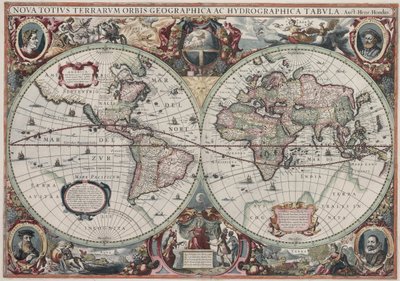 En ny karta över hela världen av Henricus Hondius II