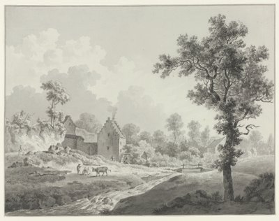 Landskap med en vattenkvarn på en bäck av Henricus Josephus Antonissen