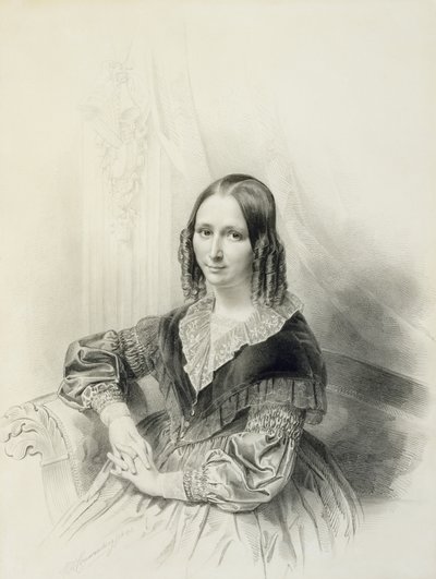Porträtt av Suzanne Herckenrath, 1843 (krita, estompe, blyerts och akvarell) av Henricus Wilhelmus Couwenberg