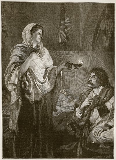 Florence Nightingale på sjukhuset i Scutari, illustration från Cassell