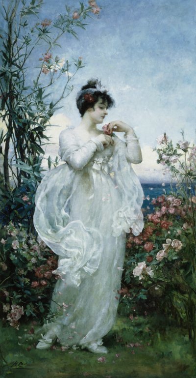 Sommar (olja på duk) av Henrietta Rae