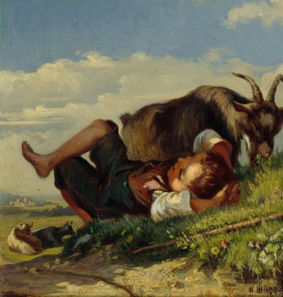 Herdepojke med getter av Henrik August Helland