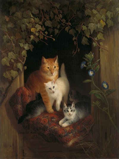 Katt med kattungar av Henriëtte Ronner