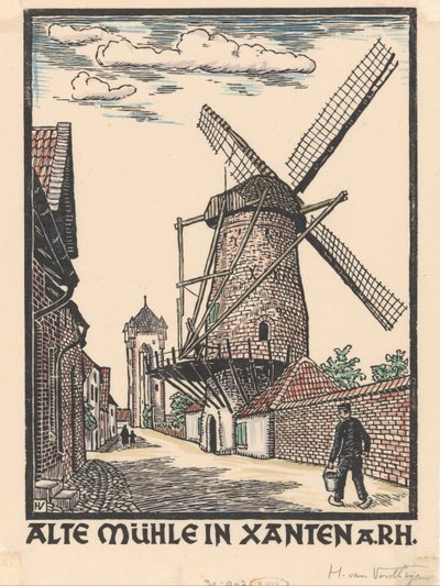 Väderkvarn i Xanten av Henriëtte van Hove (signed by artist)