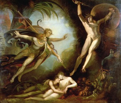 Satan börjar från beröringen av Ithuriels lans av Johann Heinrich Füssli