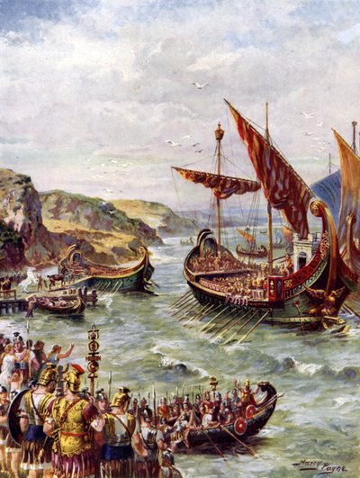 Romarnas avgång (färg litho) av Henry Payne