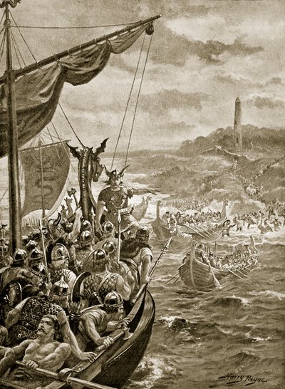 En attack av danskarna på Irland, illustration från 