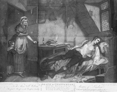 The Death of Chatterton, graverad av Edward Orme av Henry (after) Singleton
