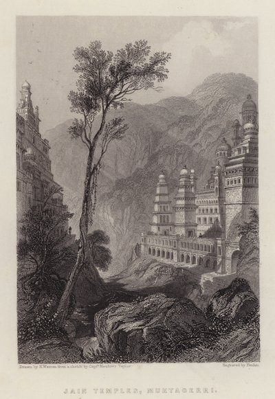 Jain tempel, Muktagerri (färg litho) av Henry (after) Warren
