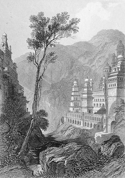 Jain Temples, Muktagerri, graverad av Finden, från 