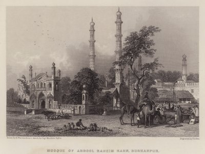 Abdul Rahim Khans moské, Burhanpur (färg litho) av Henry (after) Warren