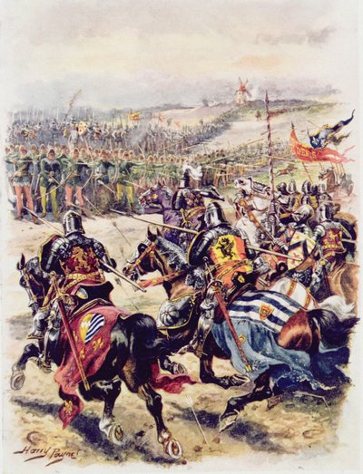 Charge of the French Cavalry, illustration för "Glorious Battles of English History" av major C.H. Wylly, 1920-talet av Henry A. Payne
