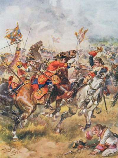 Tredje dragonernas anfall, illustration från "Glorious Battles of English History" av major C.H. Wylly, 1920-talet. av Henry A. Payne