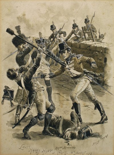 Löjtnant Harry Hunt Royal Marines vid Cassis den 18 augusti 1813 av Henry A. Payne