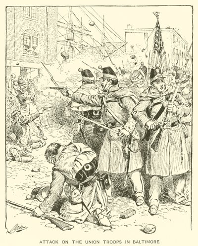 Attack mot fackliga trupper i Baltimore (litho) av Henry Alexander (after) Ogden