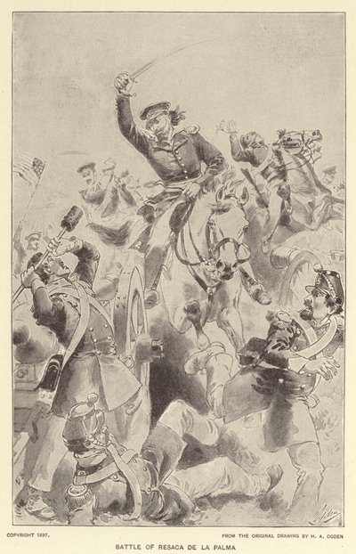 Slaget vid Resaca de la Palma (litho) av Henry Alexander (after) Ogden