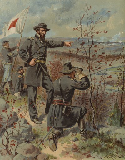 General Sherman vid Kenesaw Mountain, Georgia, amerikanska inbördeskriget, 4 oktober 1864 (chromolitho) av Henry Alexander (after) Ogden