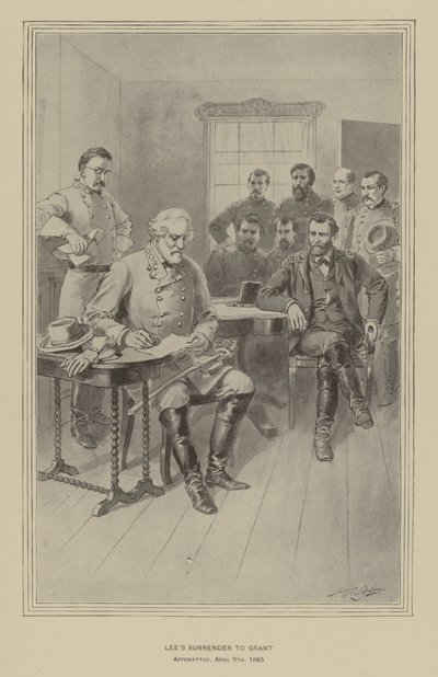 Lees överlämnande till Grant, Appomattox, Virginia, 9 april 1865 (litho) av Henry Alexander (after) Ogden