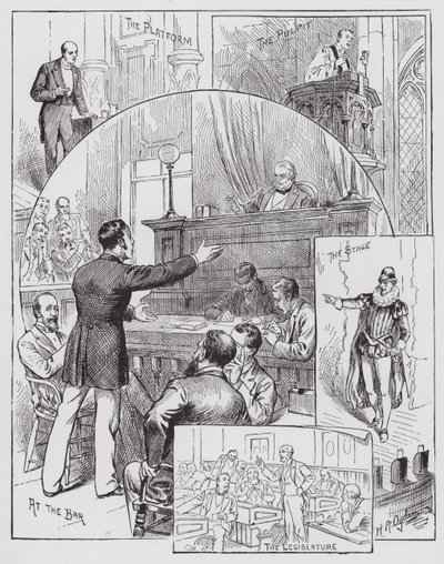 Oratorium och deklamation (gravyr) av Henry Alexander (after) Ogden