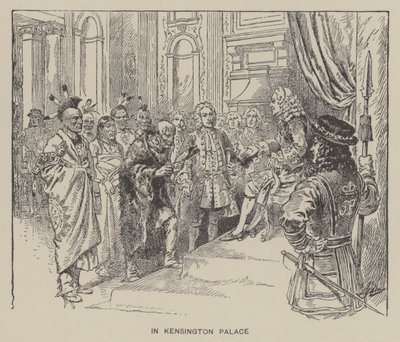 Mottagning av Creek Indians av kung George II på Kensington Palace av Henry Alexander (after) Ogden