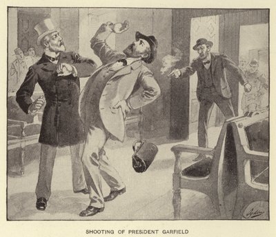 Skjutning av president Garfield (litho) av Henry Alexander (after) Ogden