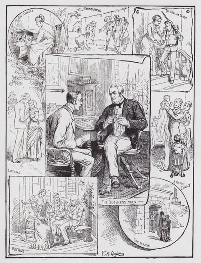 The Domestic Circle (gravyr) av Henry Alexander (after) Ogden