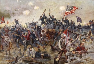 Slaget vid Spotsylvania, 8-21 maj 1864 (färglitografi) av Henry Alexander Ogden