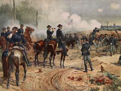 The Siege of Atlanta, 28 juli-2 september 1864 (lito i färg) av Henry Alexander Ogden