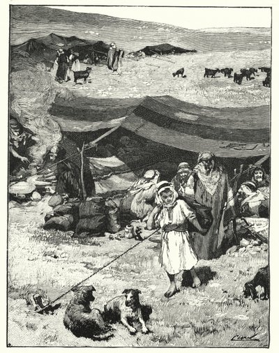 Ett beduinläger (litho) av Henry Andrew Harper