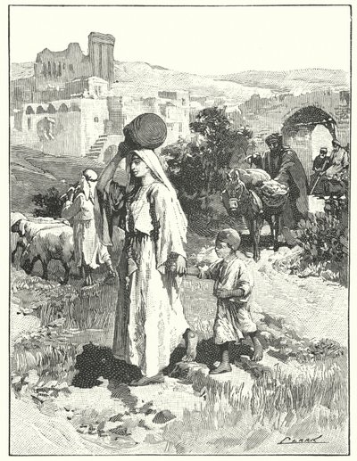 En samaritansk by (litho) av Henry Andrew Harper